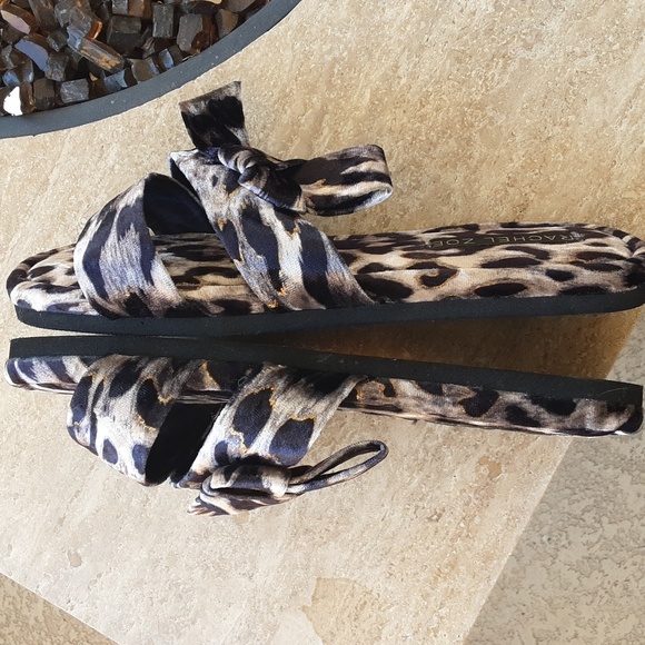 Rachel Zoe animal print velvet slides slippers size 9 - Picture 7 of 9